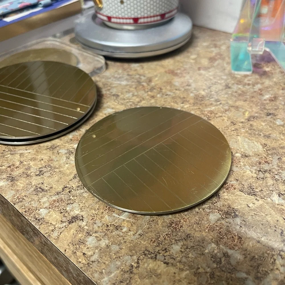 West Elm Linear Brass Coasters Set